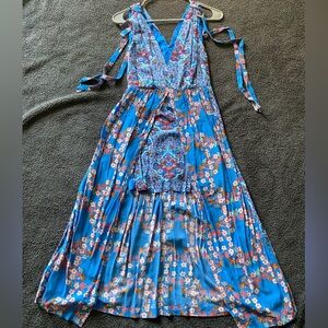 SANDRO NWOT Blue Floral Mason Maxi Paris Dress SIZE 34 Sundress